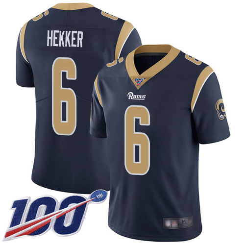 Los Angeles Rams Limited Navy Blue Men Johnny Hekker Home Jersey NFL Football #6 100th Season Vapor Untouchable